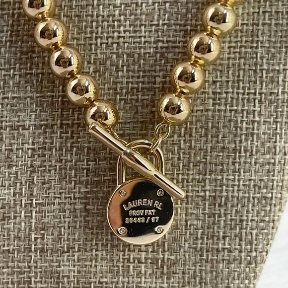 Lauren Ralph Lauren Gold-Tone Logo Beaded 17" Collar Necklace - Picture 2 of 5